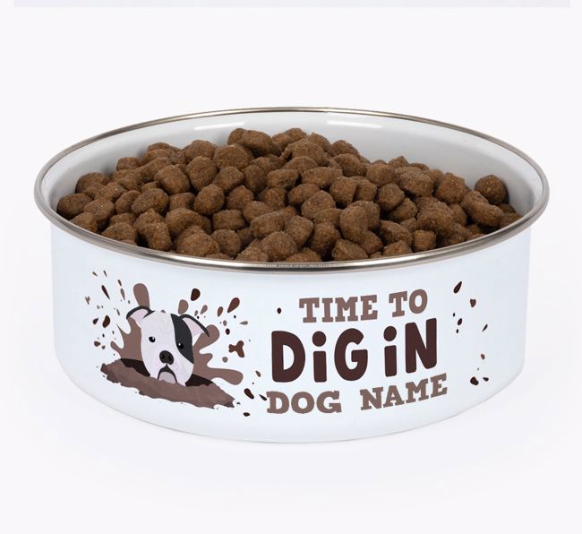 Time To Dig In: Personalised {breedFullName} Enamel Dog Bowl